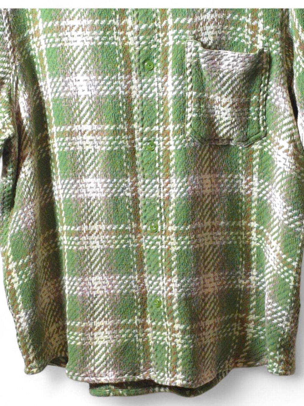 BDG Urban Outfitters Green Plaid Oversized Button Up Shirt Large Cotton Shacket - Picture 6 of 14